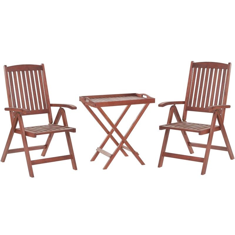 

Beliani - Conjunto de balcón de madera de acacia oscura TOSCANA