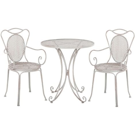 Conjunto de balcón gris con mesa y 2 sillas estilo chic francés Cilento - Gris