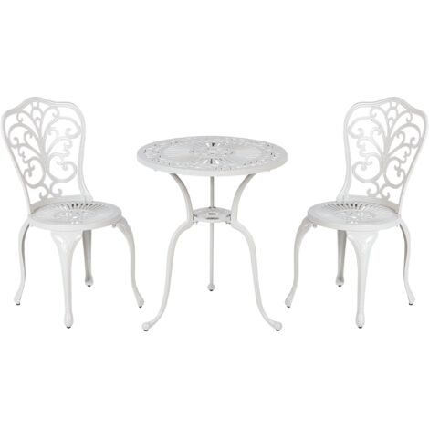 Conjunto de balcón mesa y sillas de metal para jardín blanco crema Triora/Dascio