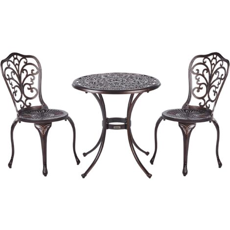 Conjunto de balcón mesa y sillas de metal para jardín marrón Triora/Andalo