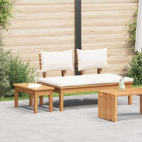 Conjunto de banco y mesa de jardín 2 pcs Crema y marrón vidaXL