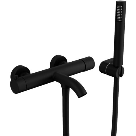 Conjunto de Bañera  Modelo HELIOS  Fabricado en Latón  Monomando  Acabado en Negro