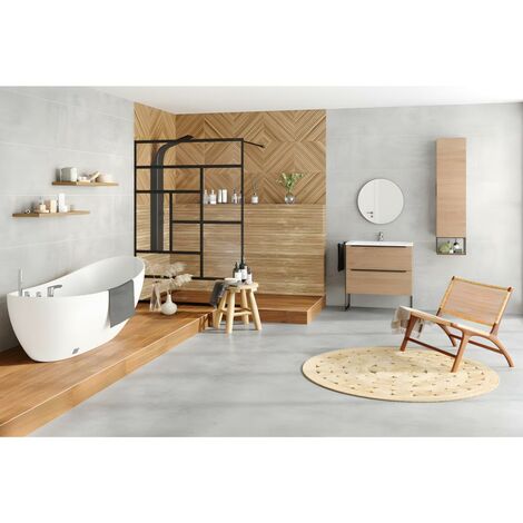 Conjunto de baño ELISA - muebles de baño - Efecto madera - Venta-unica - Color natural claro