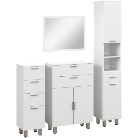 Conjunto de baño incluye 2 mueble auxiliar de baño 1 columna de baño Y 1 espejo de baño con luces LED función de memoria interruptor blanco brillante