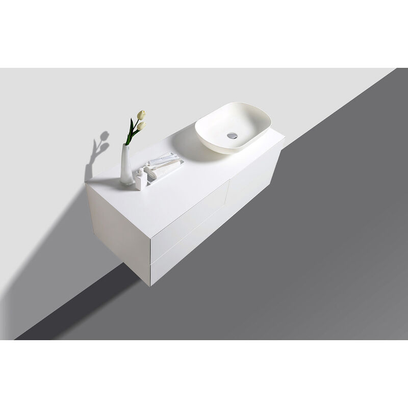 Mueble de baño Milou 1200 Blanco mate - espejo y lavabo de encimera opcionales:sin espejo, Sin adicional. abertura, Sin lavabo