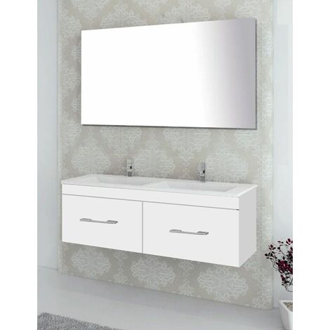 Conjunto de Baño Suspendido Florencia cajones - 8 colores distintos -14 medidas - incluye mueble, lavabo y espejo - Blanco 120 x 45 cm 2 Senos