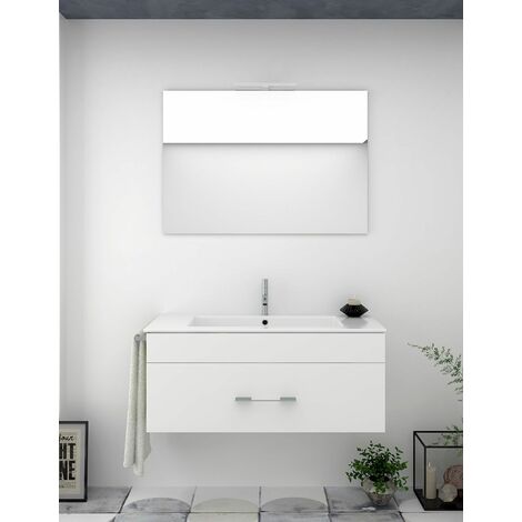 Conjunto de Baño Suspendido Florencia cajones - 8 colores distintos -14 medidas - incluye mueble, lavabo y espejo - Blanco 50 x 40 cm