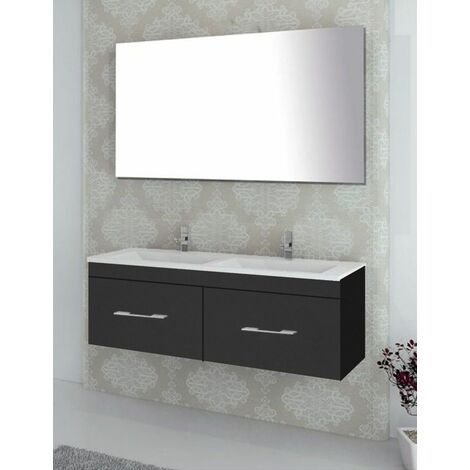 Conjunto de Baño Suspendido Florencia cajones - 8 colores distintos -14 medidas - incluye mueble, lavabo y espejo - Grafito 120 x 45 cm 2 Senos