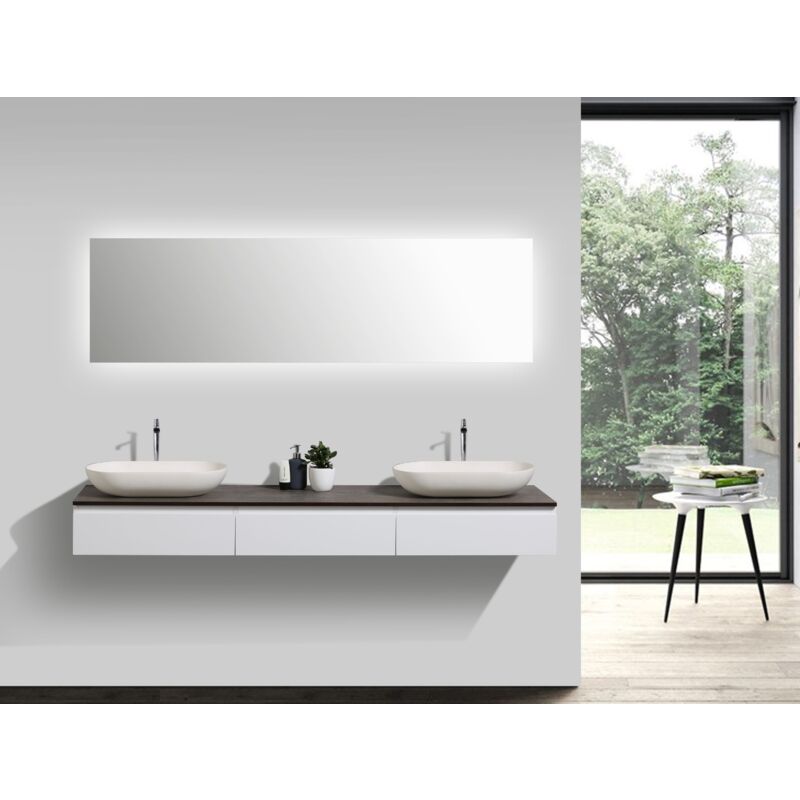 Mueble de baño Vision 1800 blanco mate - espejo y lavabo opcionales:sin espejo, Sin adicional. abertura, Sin lavabo