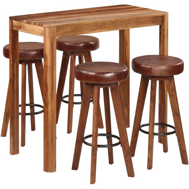 

Happyshopping - Conjunto de bar 5 pzas madera maciza de sheesham 115x56x107 cm
