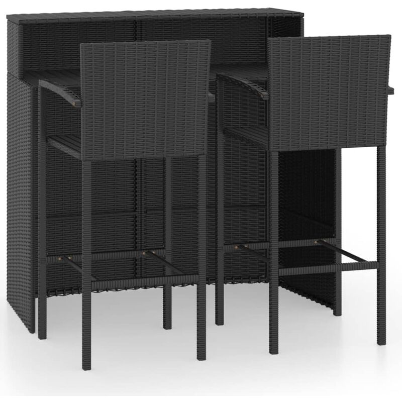 

Conjunto de bar de jardín 3 piezas negro