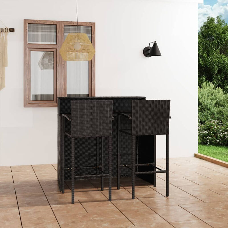 

Conjunto de bar de jardin 3 piezas negro