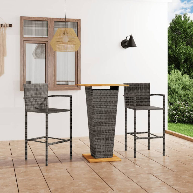 

Conjunto de bar para jardin 3 piezas gris