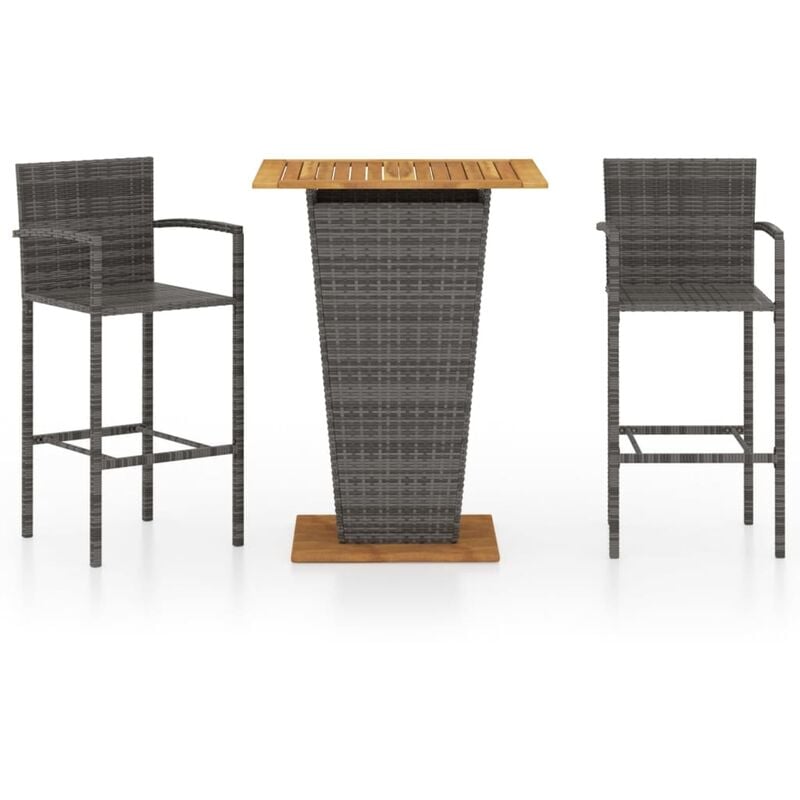 

Conjunto de bar para jardín 3 piezas gris