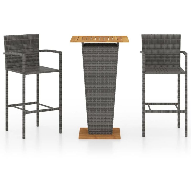 

Conjunto de bar para jardín 3 piezas gris