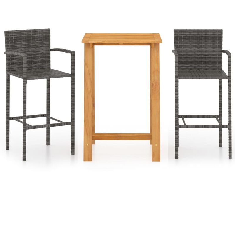 

Conjunto de bar para jardín 3 piezas gris