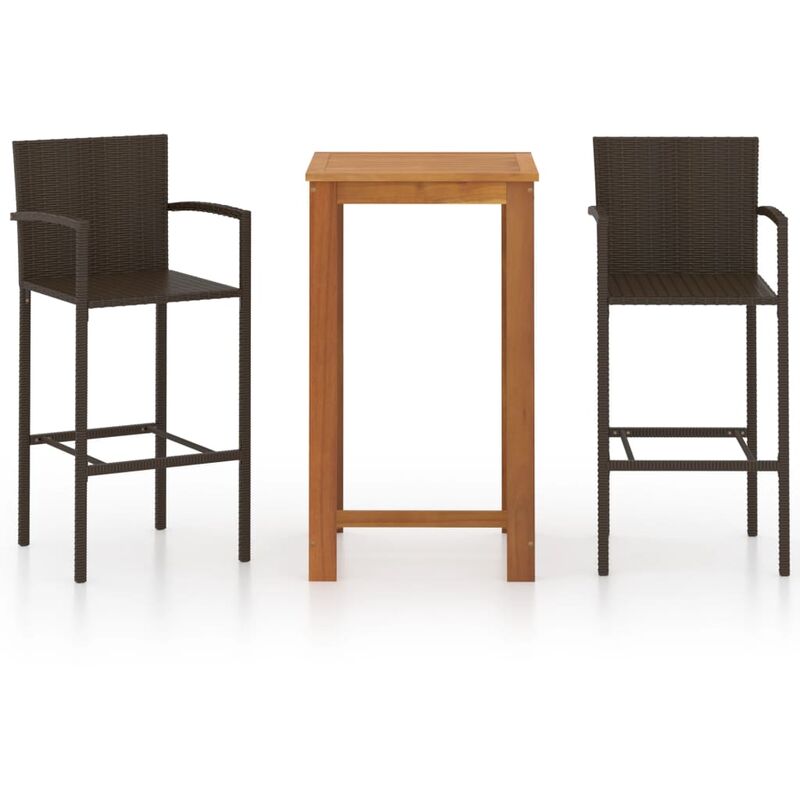 

Conjunto de bar para jardín 3 piezas marrón