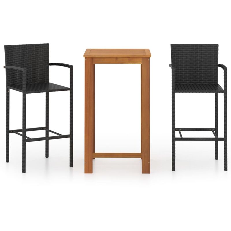 

Conjunto de bar para jardín 3 piezas negro