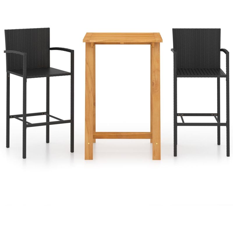 

Conjunto de bar para jardín 3 piezas negro