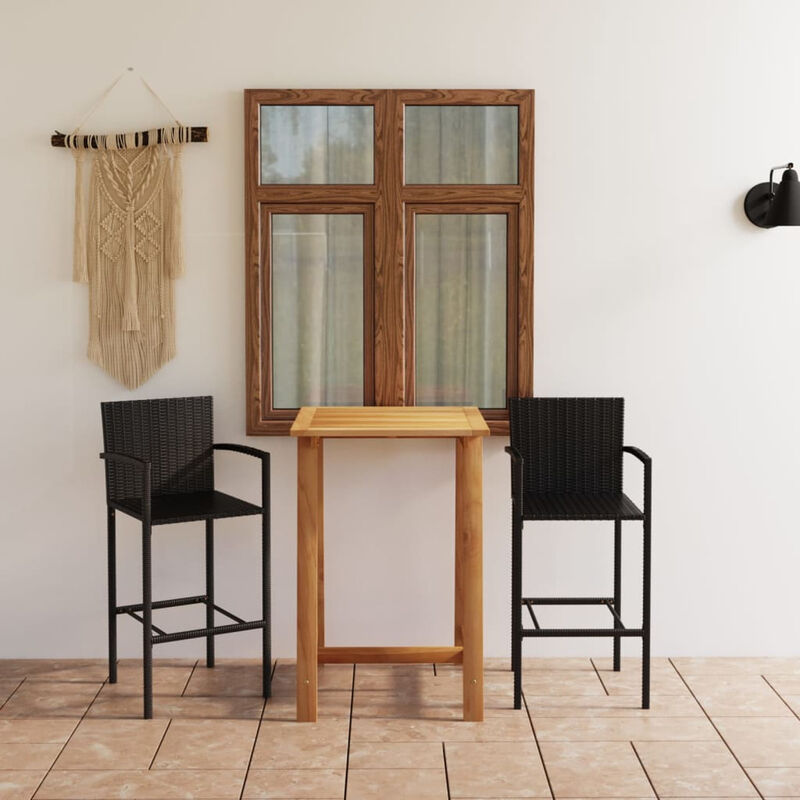 

Conjunto de bar para jardin 3 piezas negro