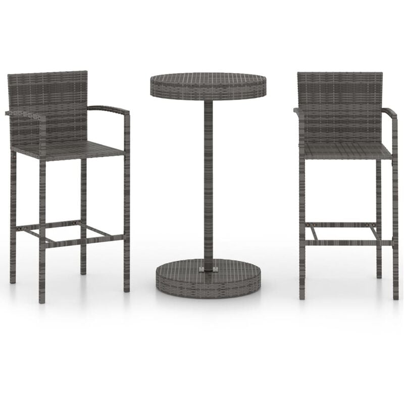 

Conjunto de bar para jardín 3 piezas ratán sintético gris