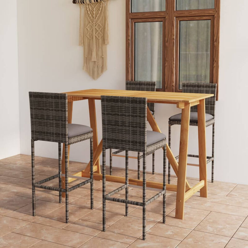 

Conjunto de bar para jardin 5 piezas con cojines gris