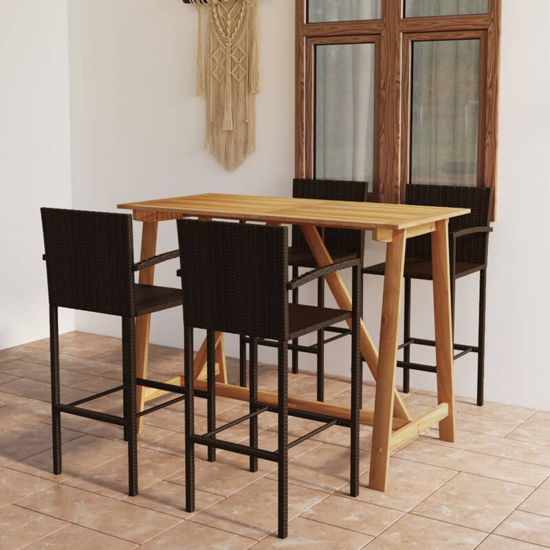 

Conjunto de bar para jardin 5 piezas marron