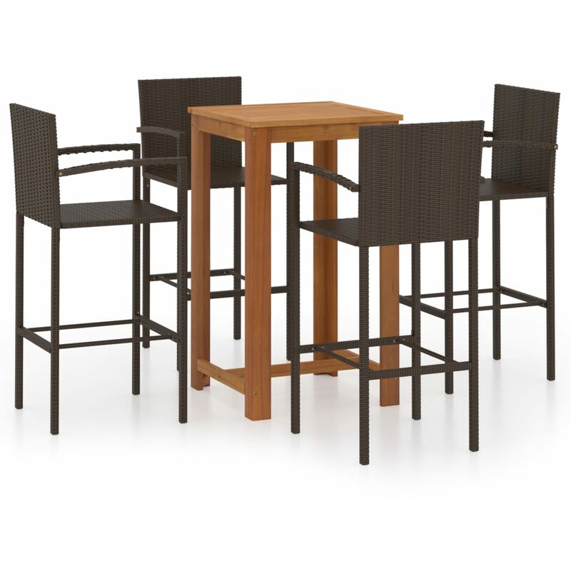 

Conjunto de bar para jardín 5 piezas marrón