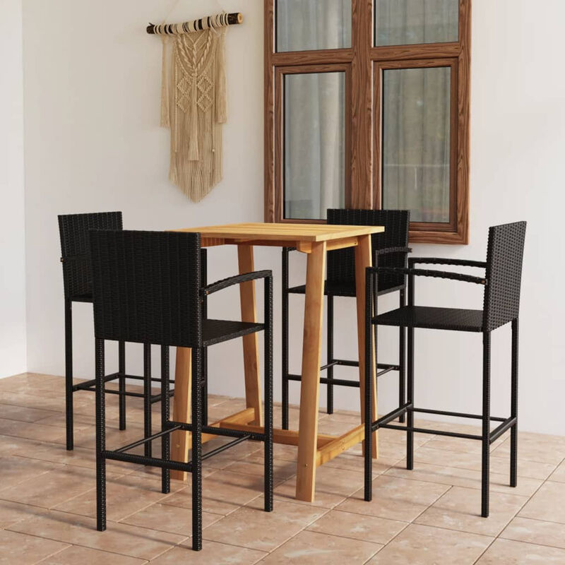 

Conjunto de bar para jardin 5 piezas negro