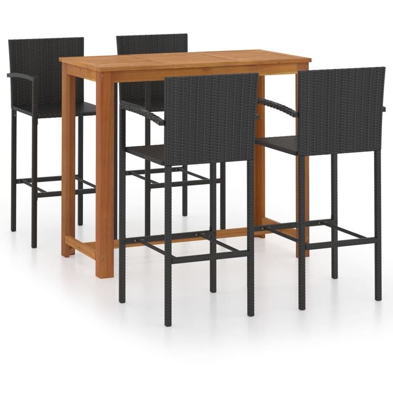 

Conjunto de bar para jardín 5 piezas negro