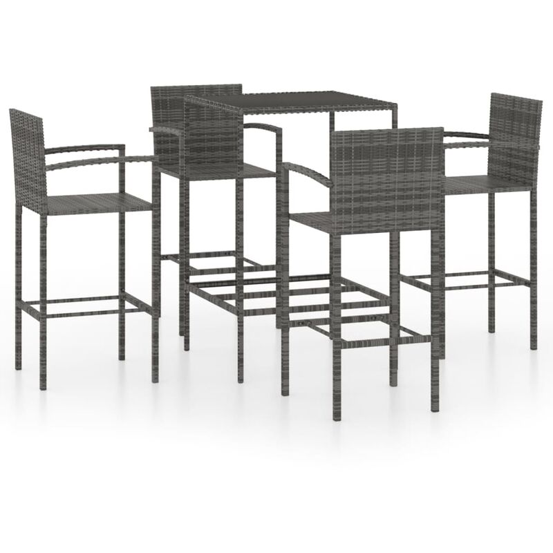

Conjunto de bar para jardín 5 piezas ratán sintético gris