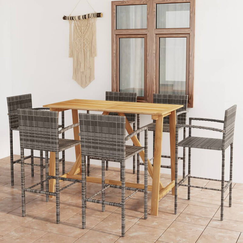 

Conjunto de bar para jardin 7 piezas gris