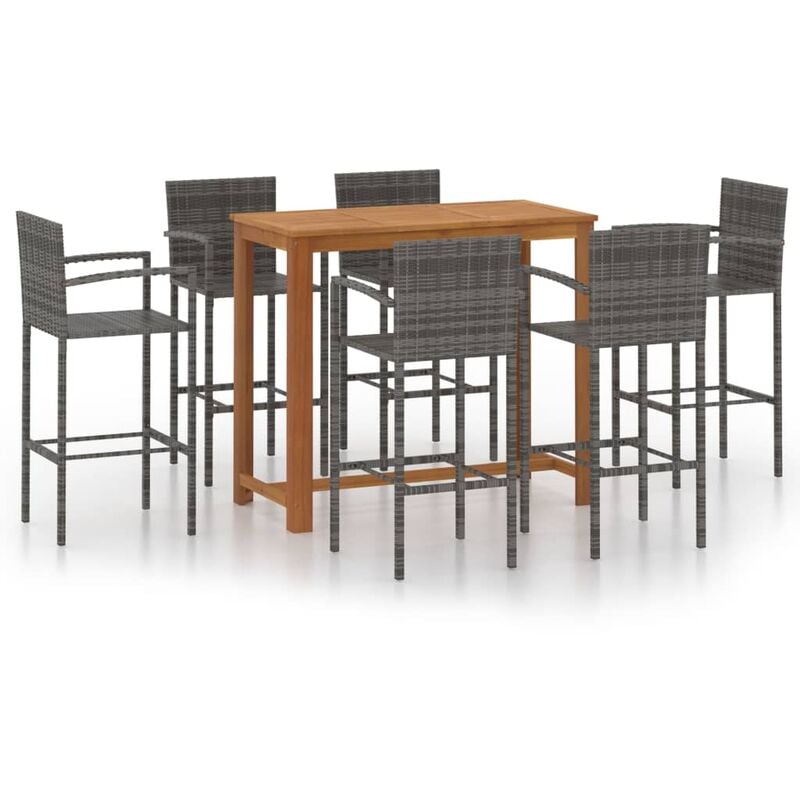 

Conjunto de bar para jardín 7 piezas gris