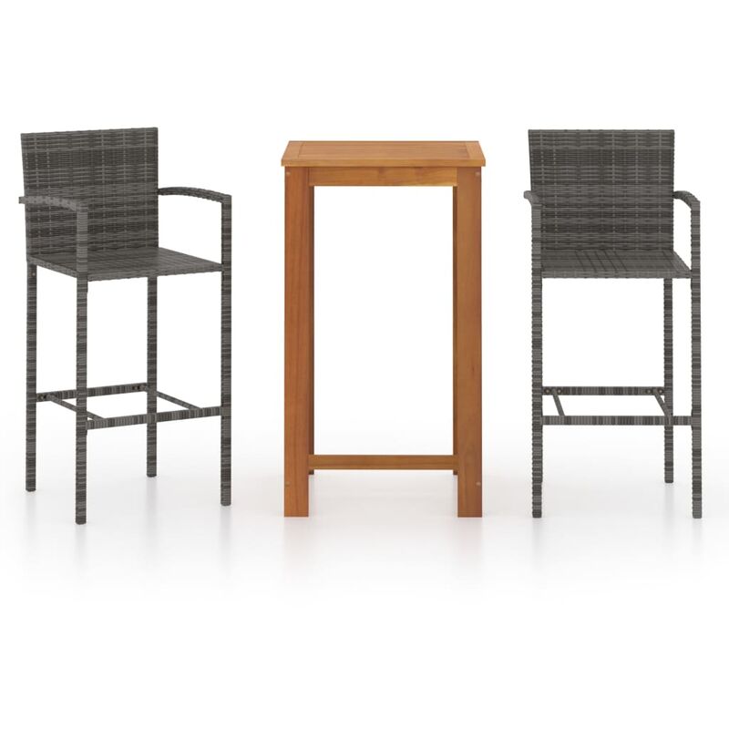 

Conjunto de bar para jardín 3 piezas gris - Gris