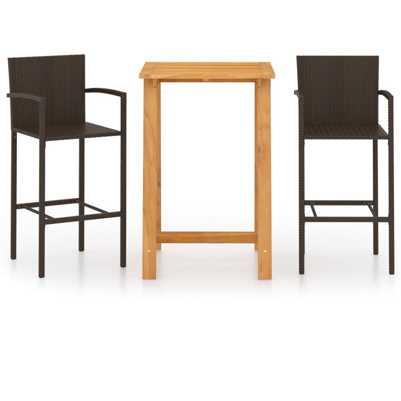 

Conjunto de bar para jardín 3 piezas marrón - Marrón