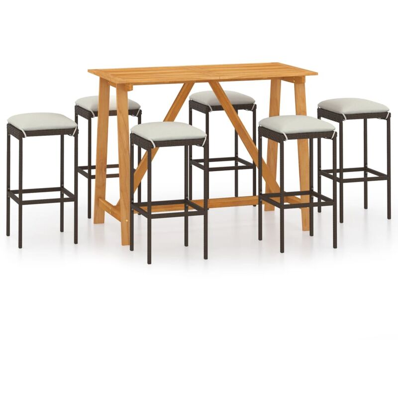 

Conjunto de bar para jardín 7 piezas con cojines marrón - Marrón