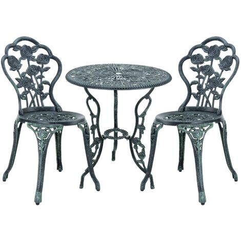 Conjunto de bistró kit de bistró vintage conjunto de mesa y sillas de jardín de hierro fundido verde 030003737