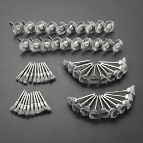 Conjunto de brochas metálicas 3 mm (60 piezas), ruedas de alambre, accesorios para herramientas rotativas