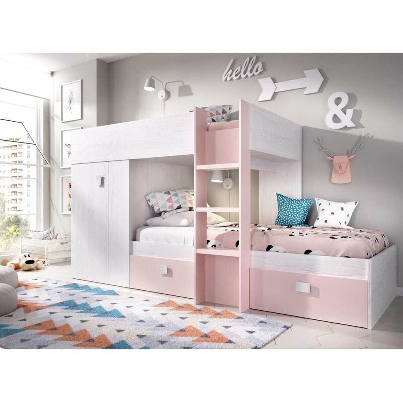 

Conjunto de cama tren Torreblascopedro en acabado con varios colores 150 cm(alto)271 cm(ancho)111 cm(largo) Color ARTIC-ROSA
