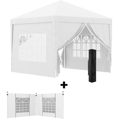 Conjunto de carpa incluye 1 carpa plegable 3x3 m impermeable con 4 paredes desmontables y 2 paredes laterales 3x2 m para carpa 3x3 m o 3x6 m blanco