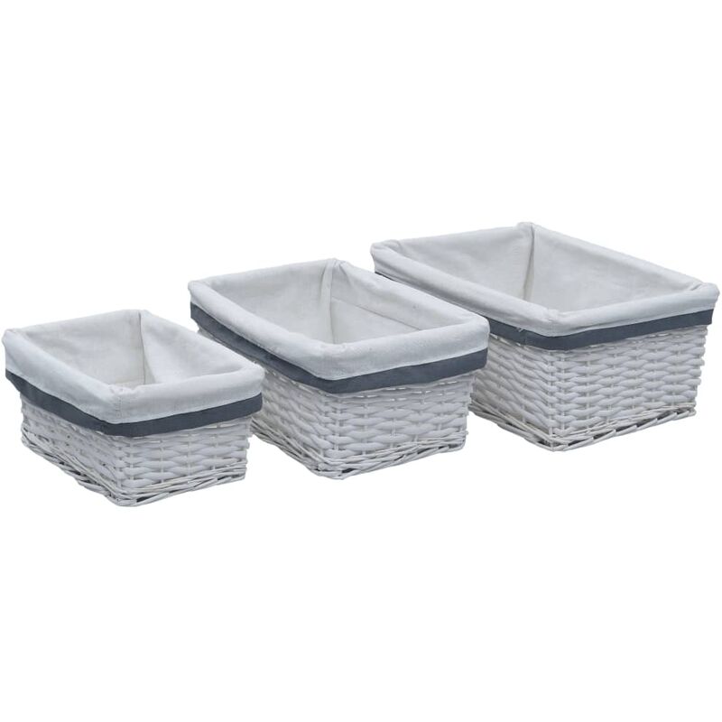 

vidaXL Conjunto de cestas apilables 3 unidades de sauce blanco - Blanco