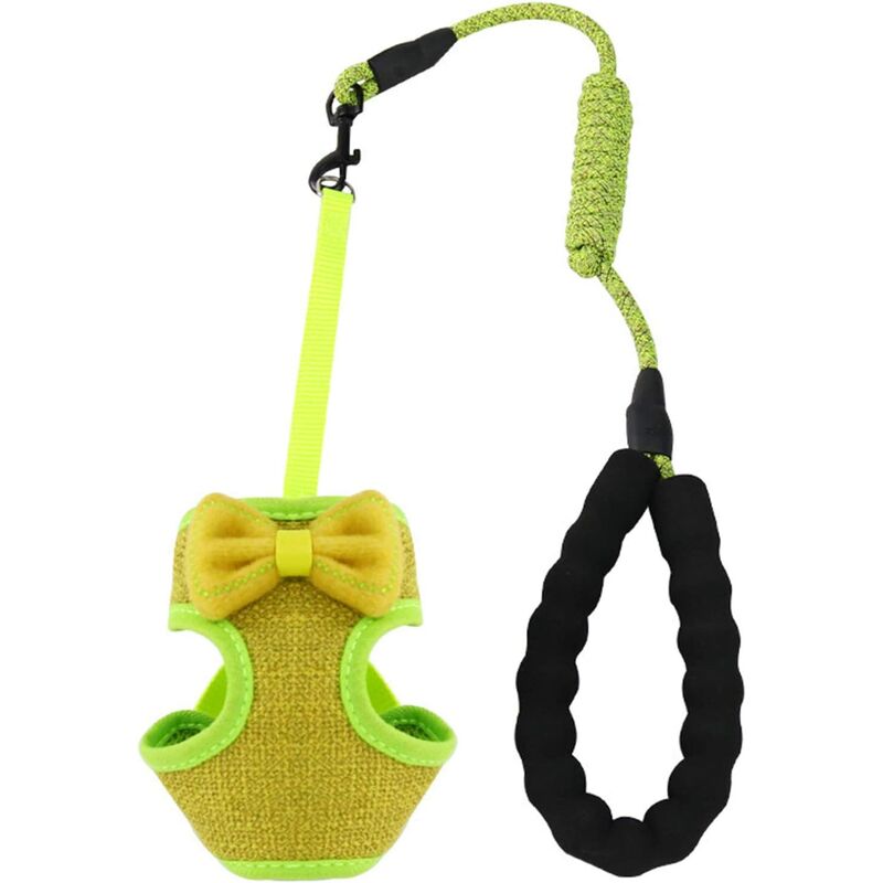 

Conjunto de chaleco y cinturón para gatos, decoración de lazo de gato lindo, chaleco ajustable, arnés anti-escape, cuerda para tirar del chaleco para