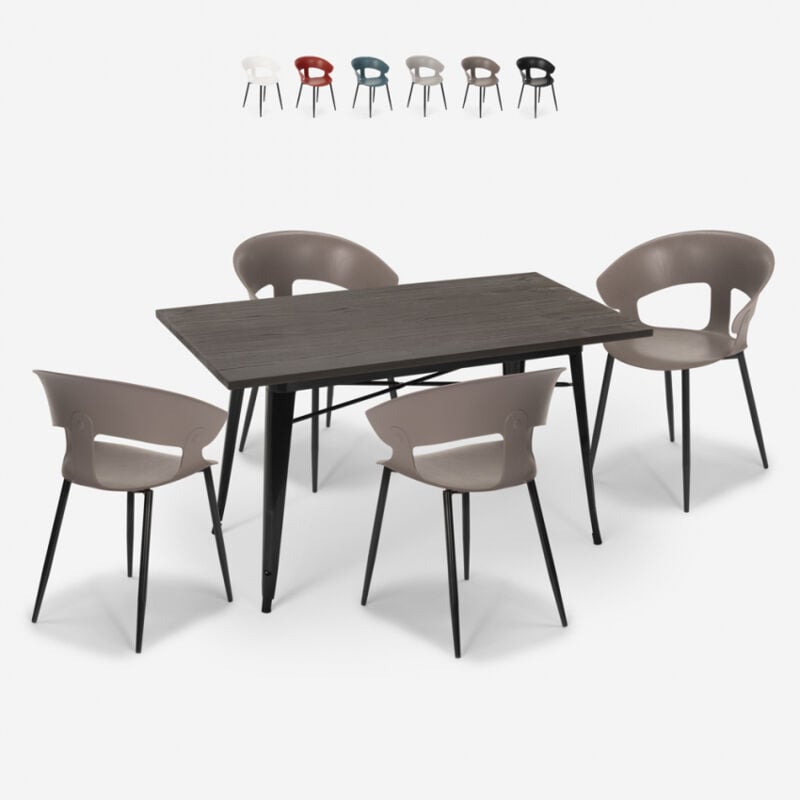 

Conjunto de cocina mesa comedor 120x60cm tolix 4 sillas diseño moderno Tecla | Color: Gris Oscuro
