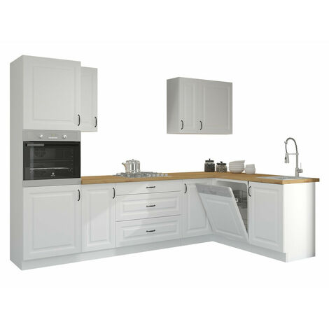 Conjunto de cocina modular Retro White 148 , 162x0cm, Rectangular, MDF, Aglomerado laminado