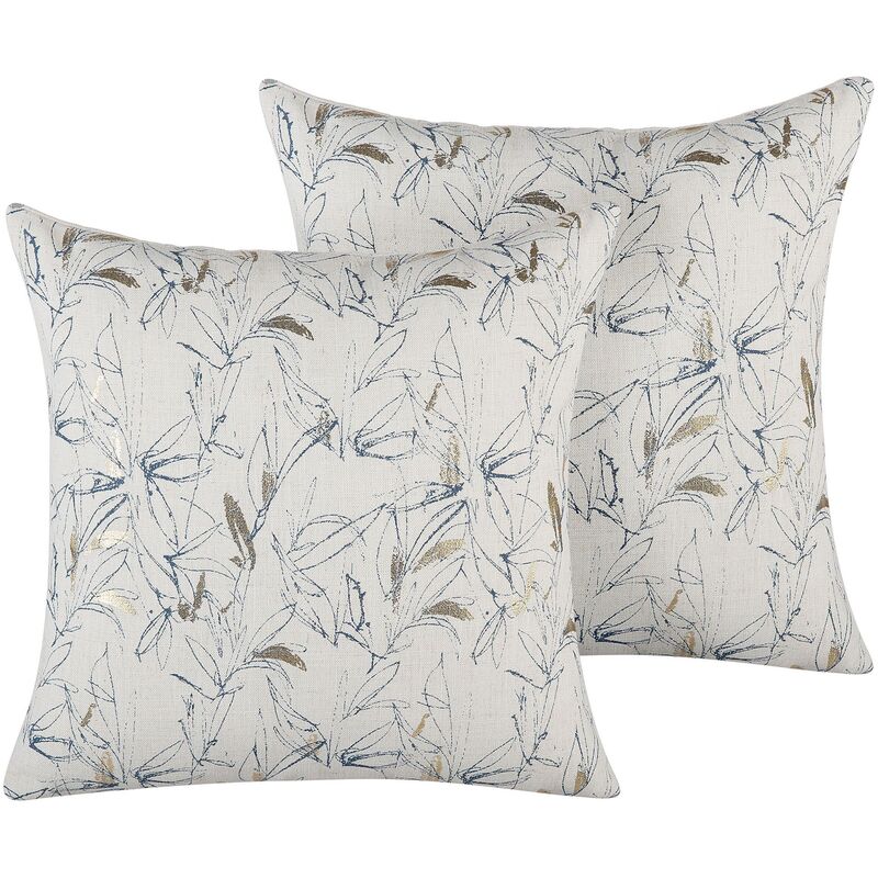 

Beliani - Conjunto de cojines decorativos con motivo floral 45x45 cm beige ARBOR