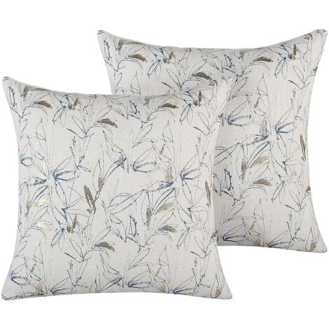 Conjunto de cojines decorativos con motivo floral beige 45 x 45 cm decoración moderna retro Arbor