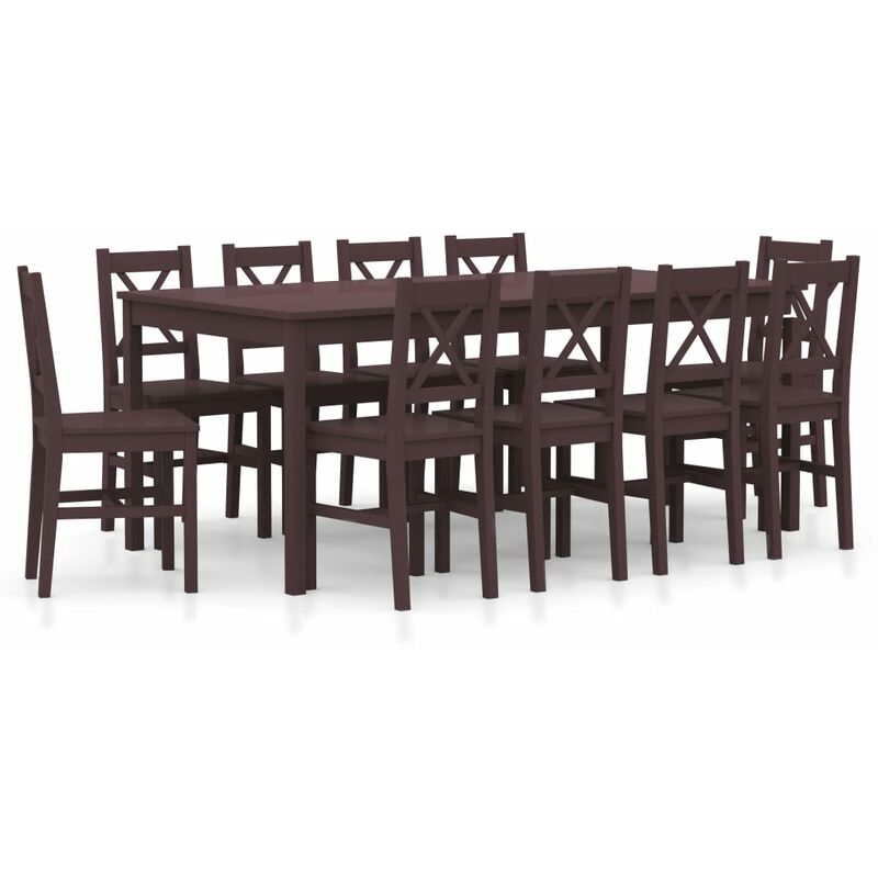 

Conjunto de comedor 11 piezas madera de pino marrón oscuro