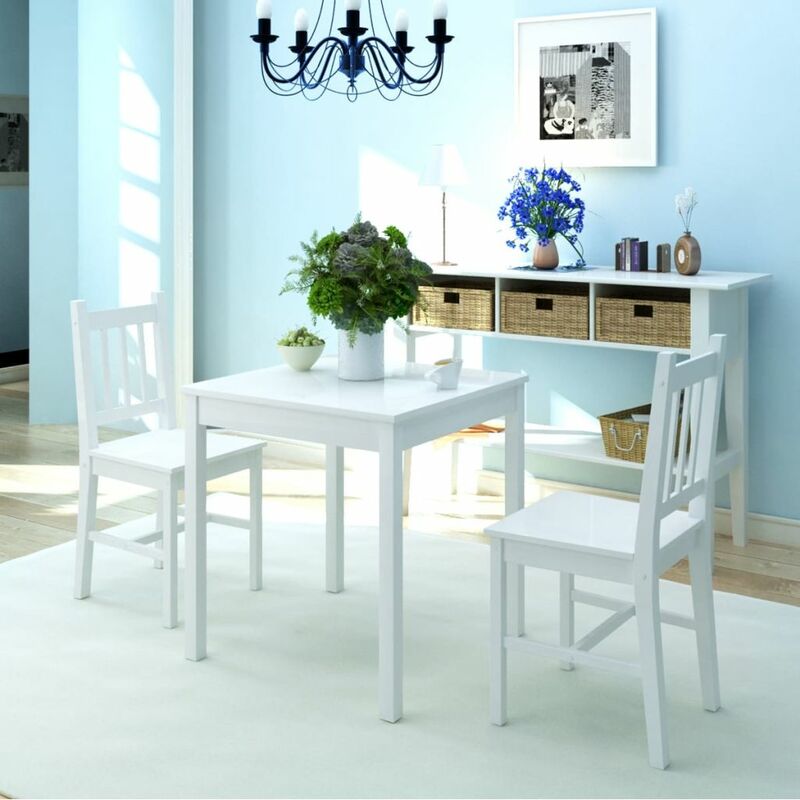 

Conjunto de comedor 3 piezas madera de pino blanco