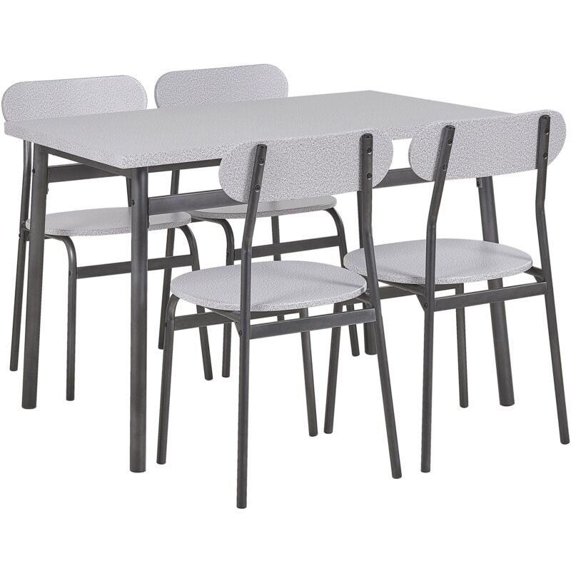 

Beliani - Conjunto de comedor 4 plazas gris/negro VELDEN