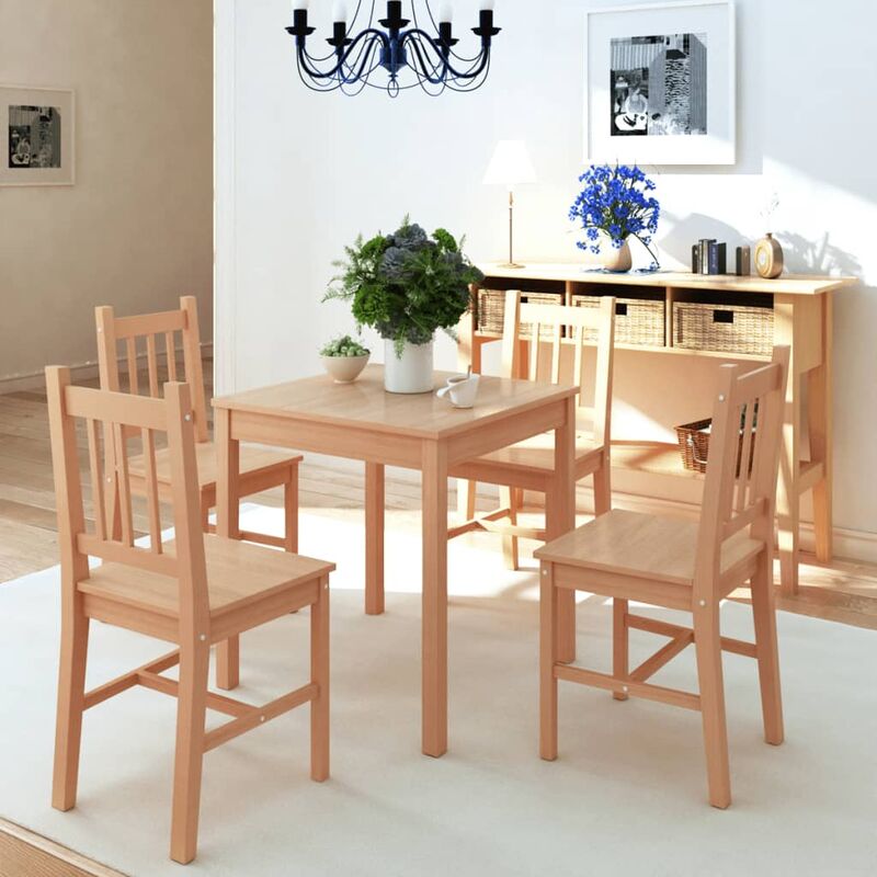 

Conjunto de comedor 5 piezas madera de pino - Marrón